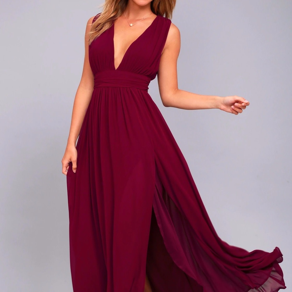 Lulus Heavenly Hues Burgundy Maxi Dress - Bridesmaid Dress - Small